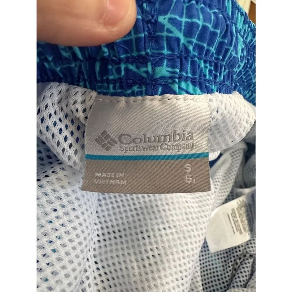 Columbia Swim Trunks Mens Blue Fish Print PFG Super Backcast Fishing Shorts